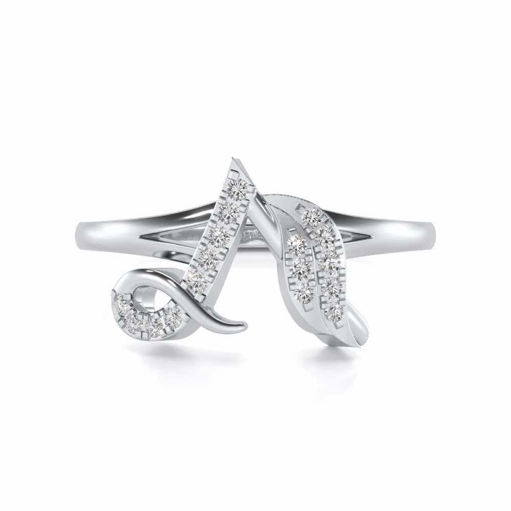 Stylish A Silver Ring - White Gold - Image 4