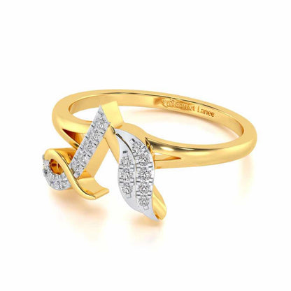 Stylish A Silver Ring - Yellow Gold - Image 2