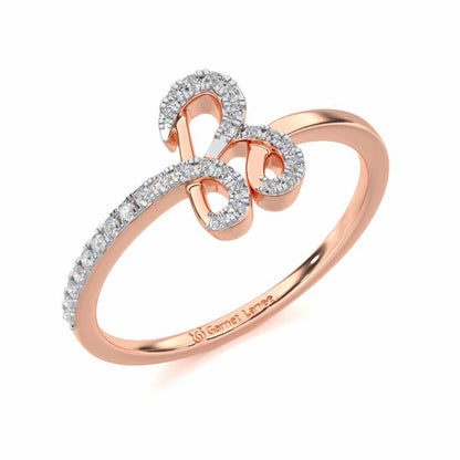 Stylish B Silver Ring - Rose Gold - Image 1