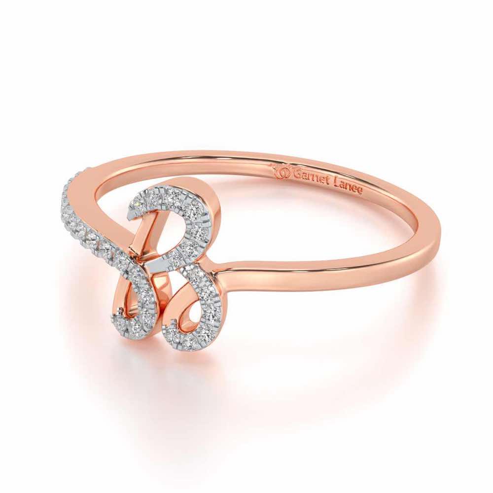 Stylish B Silver Ring - Rose Gold - Image 2