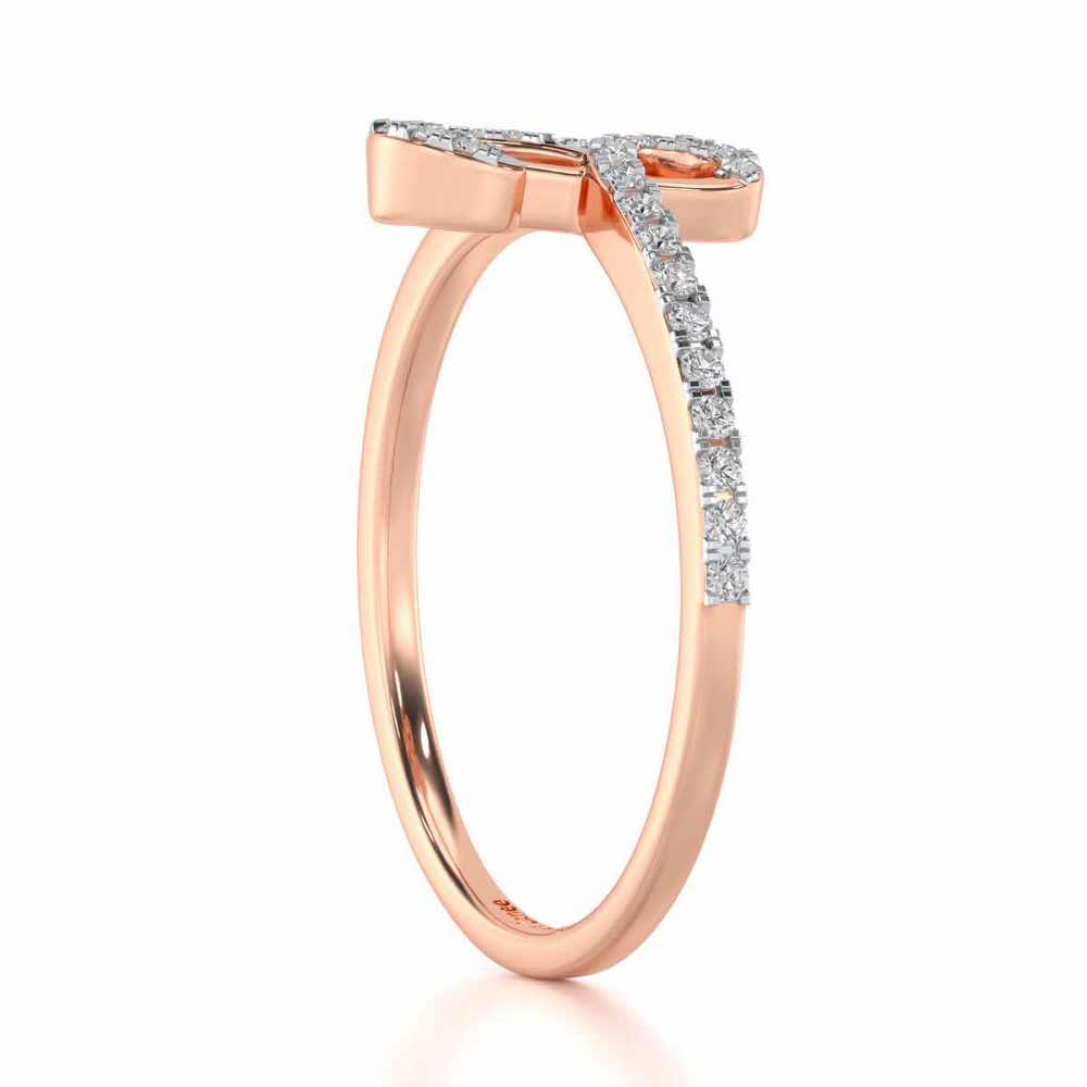 Stylish B Silver Ring - Rose Gold - Image 3