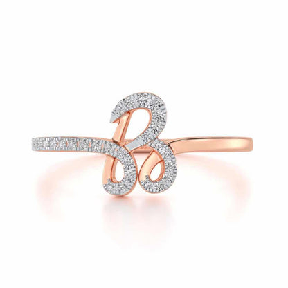 Stylish B Silver Ring - Rose Gold - Image 4