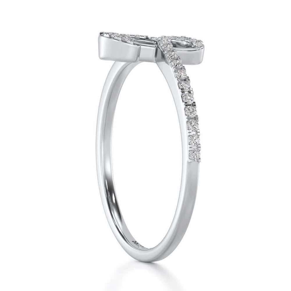 Stylish B Silver Ring - White Gold - Image 3