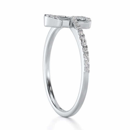 Stylish B Silver Ring - White Gold - Image 3