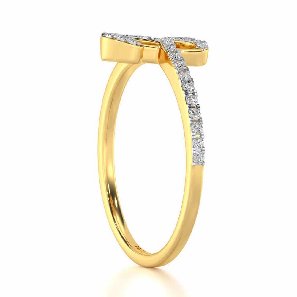 Stylish B Silver Ring - Yellow Gold - Image 3