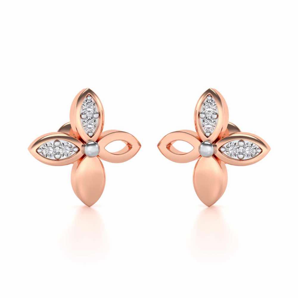 Suave Flora Silver Earrings - Rose Gold - Image 1