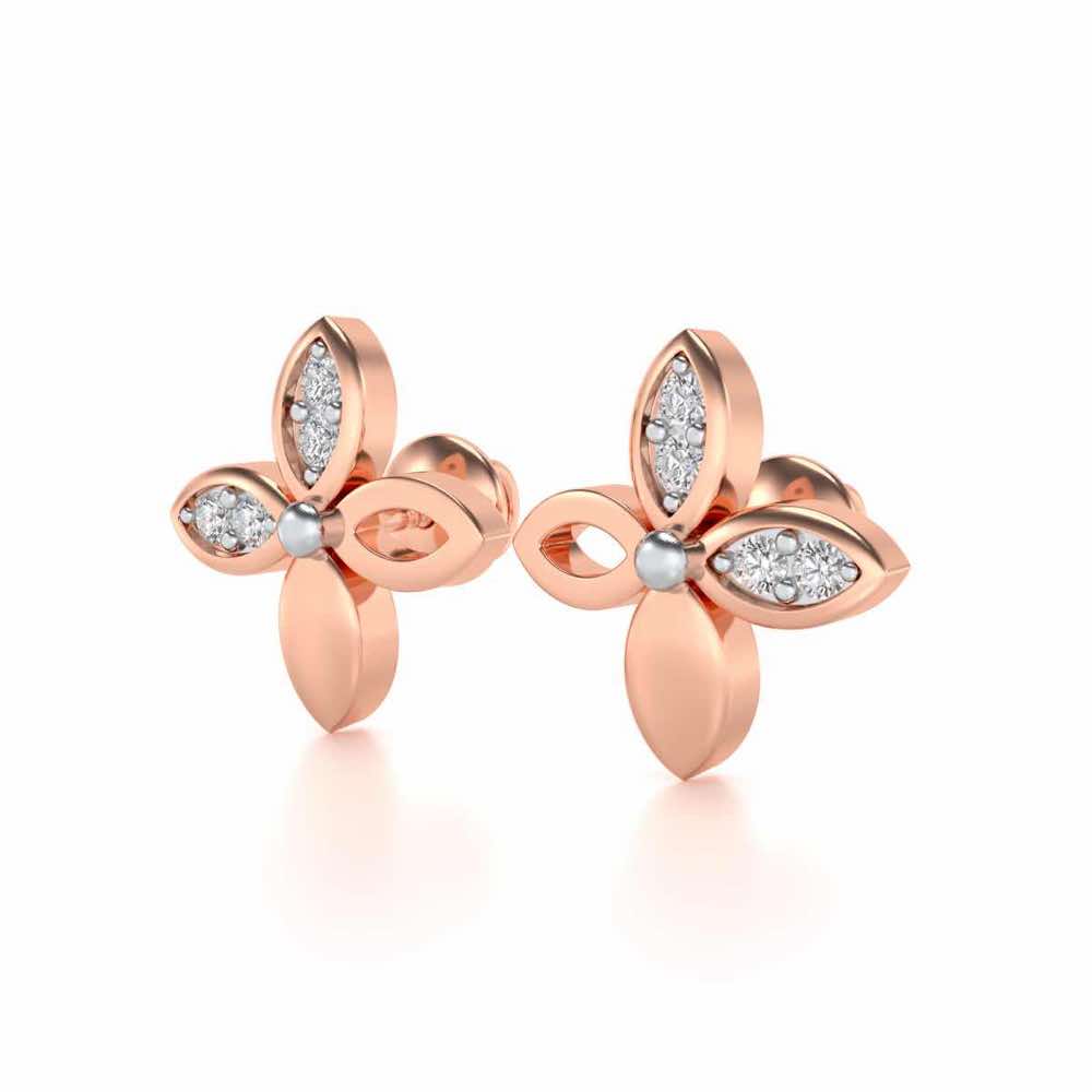Suave Flora Silver Earrings - Rose Gold - Image 3