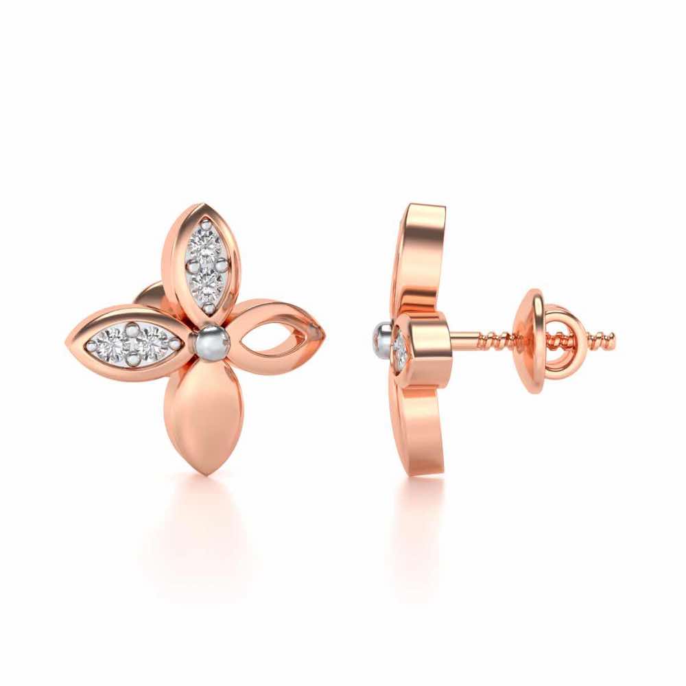 Suave Flora Silver Earrings - Rose Gold - Image 4