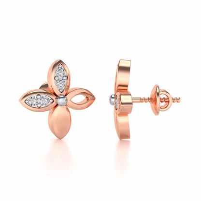 Suave Flora Silver Earrings - Rose Gold - Image 4