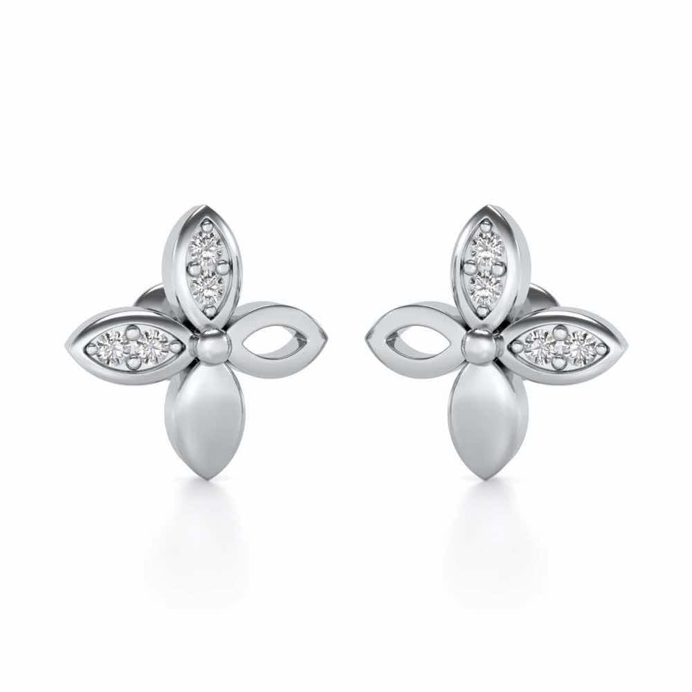 Suave Flora Silver Earrings - White Gold - Image 1