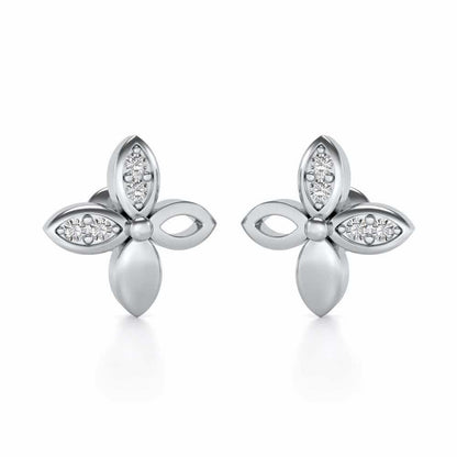 Suave Flora Silver Earrings - White Gold - Image 1
