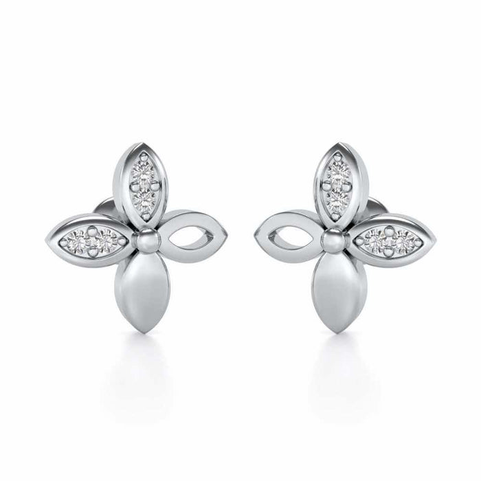 Suave Flora Silver Earrings - White Gold - Image 1