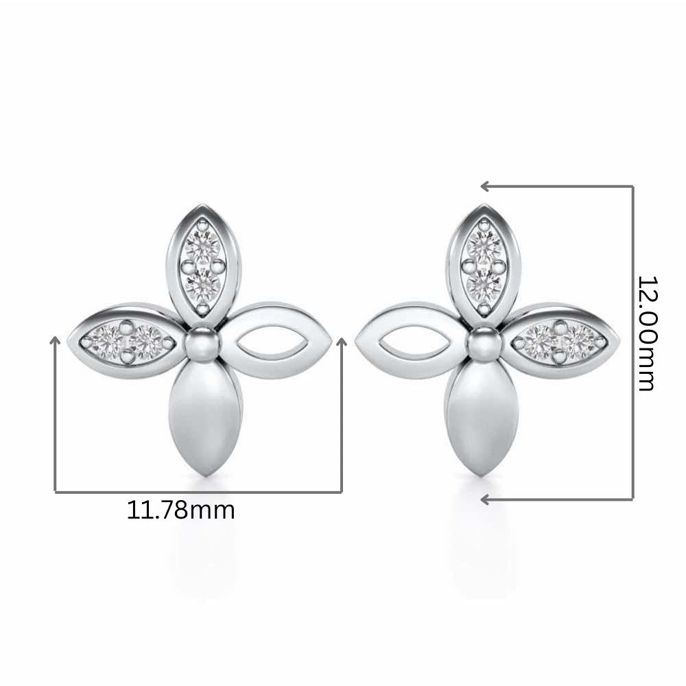 Suave Flora Silver Earrings - White Gold - Image 2