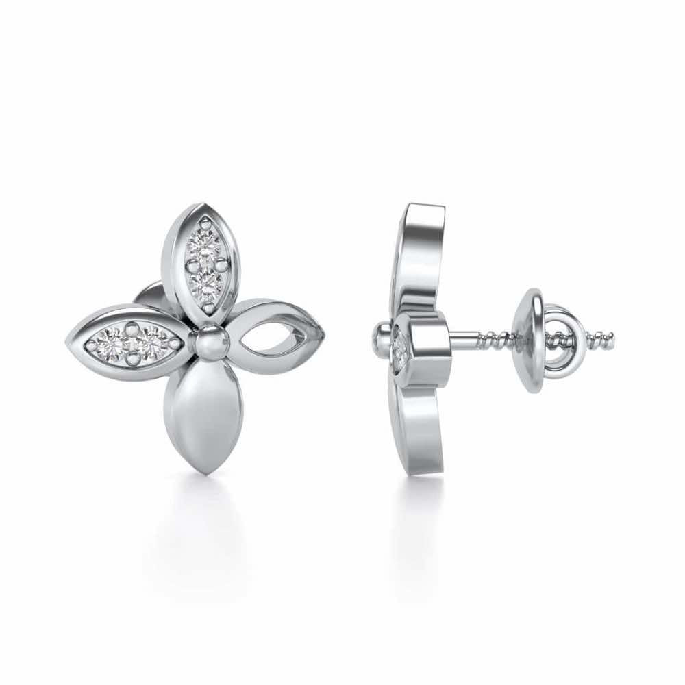 Suave Flora Silver Earrings - White Gold - Image 4