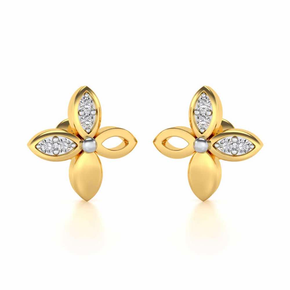 Suave Flora Silver Earrings - Yellow Gold - Image 1
