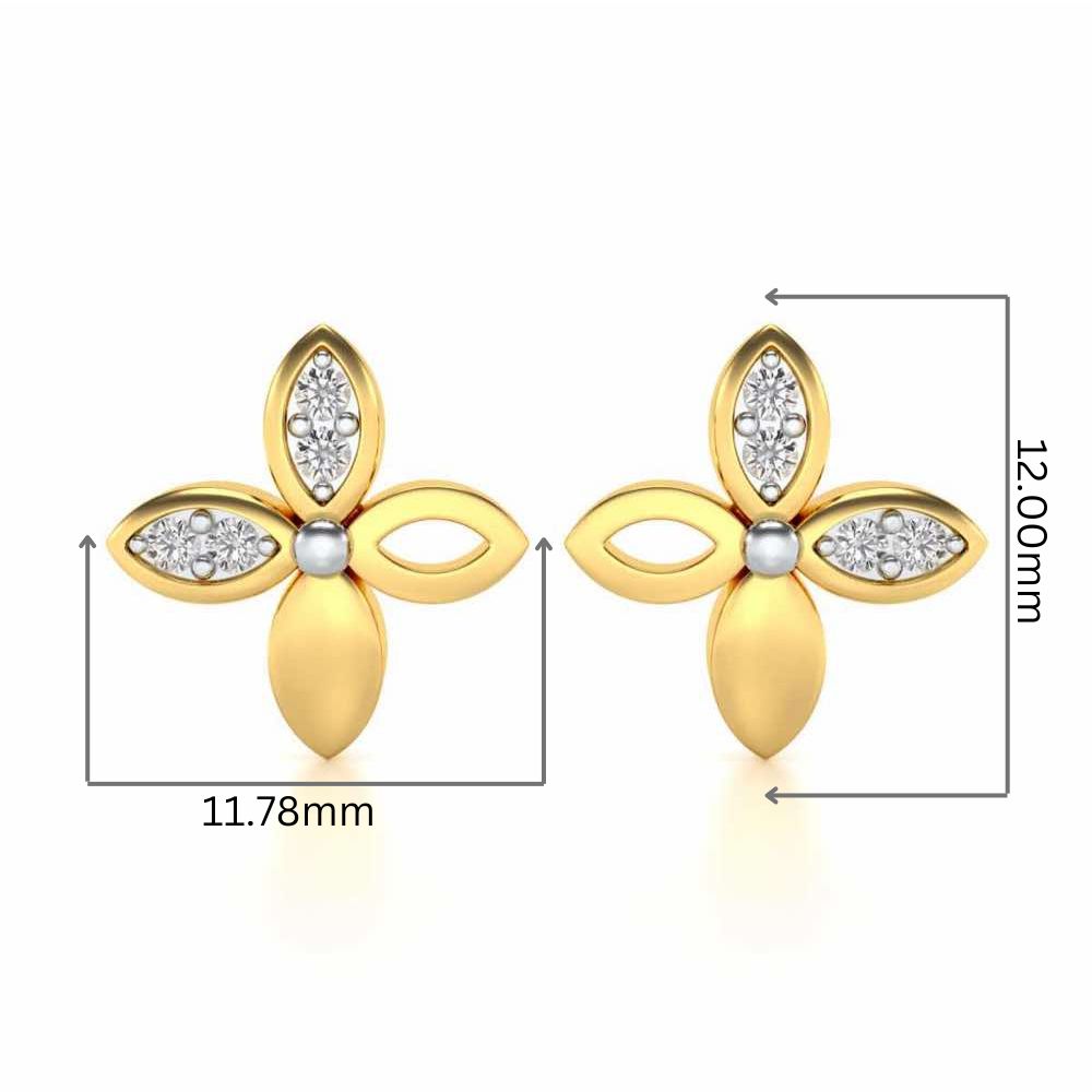 Suave Flora Silver Earrings - Yellow Gold - Image 2