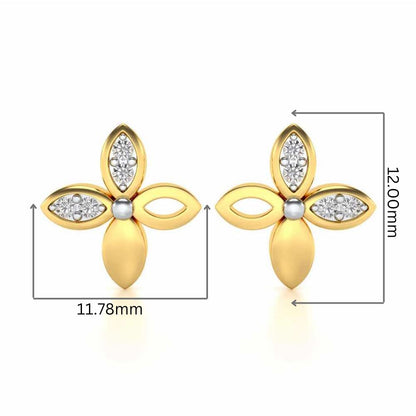 Suave Flora Silver Earrings - Yellow Gold - Image 2