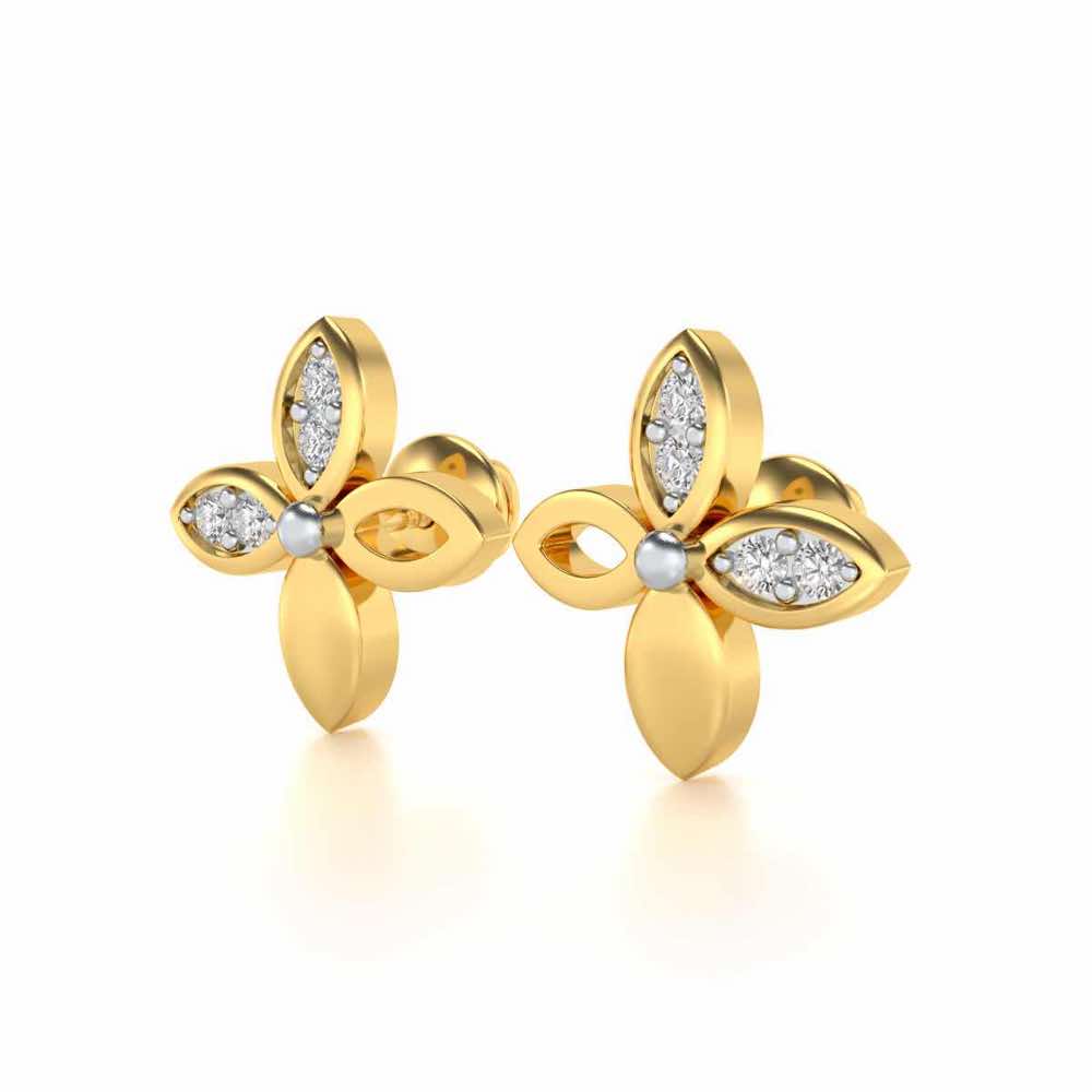 Suave Flora Silver Earrings - Yellow Gold - Image 3