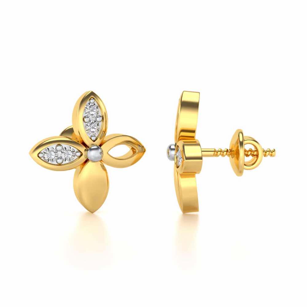 Suave Flora Silver Earrings - Yellow Gold - Image 4