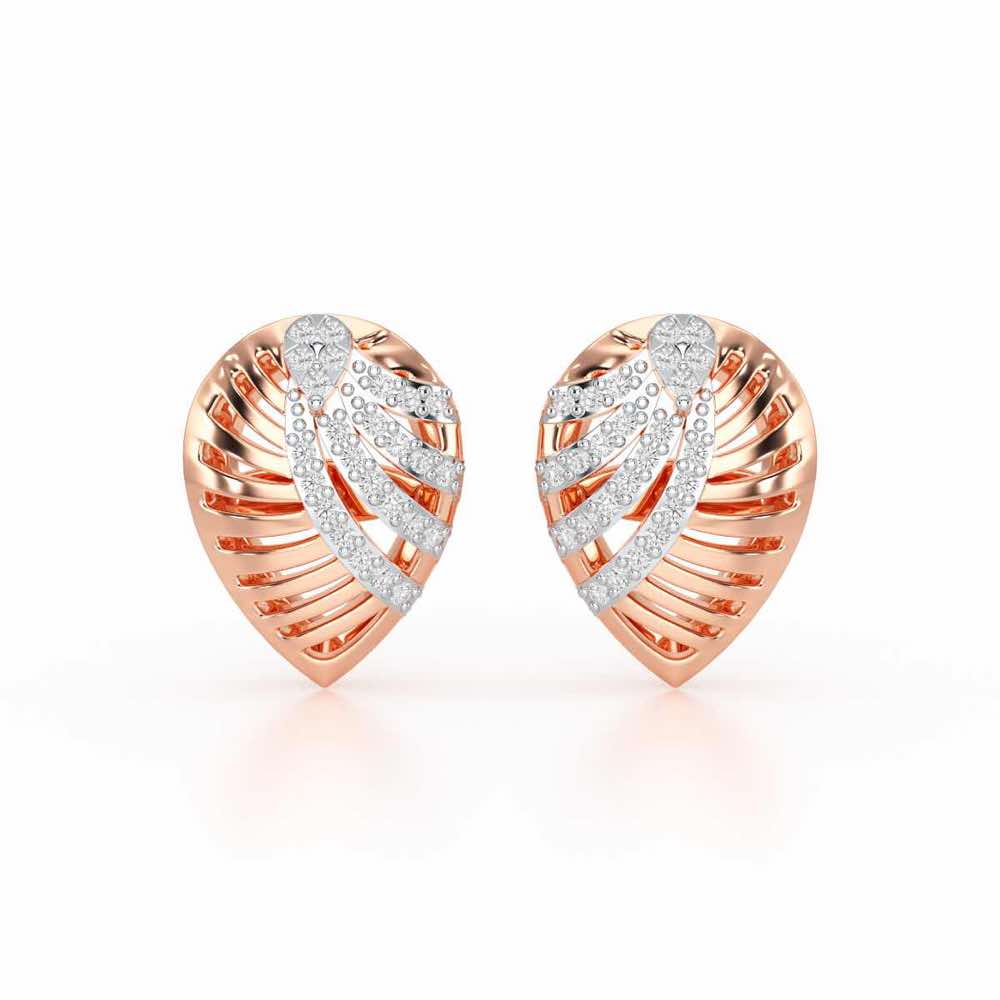 Suave Grace Silver Stud Earrings - Rose Gold - Image 1