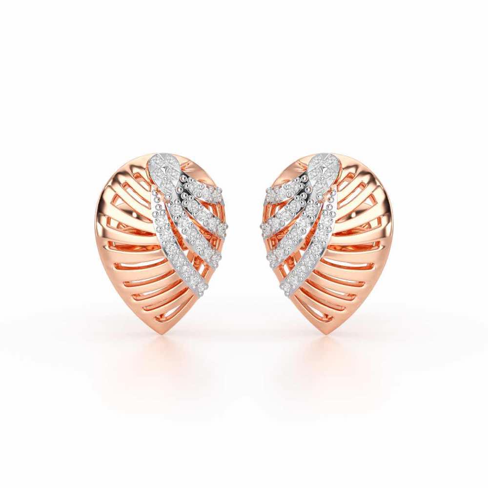 Suave Grace Silver Stud Earrings - Rose Gold - Image 2