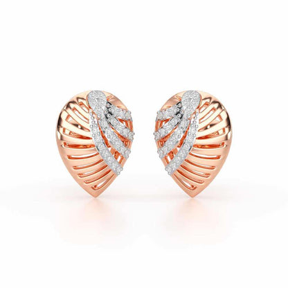 Suave Grace Silver Stud Earrings - Rose Gold - Image 2