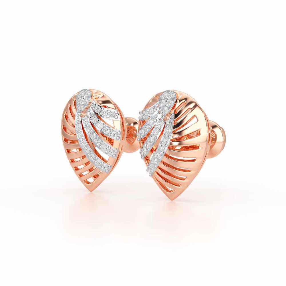 Suave Grace Silver Stud Earrings - Rose Gold - Image 3