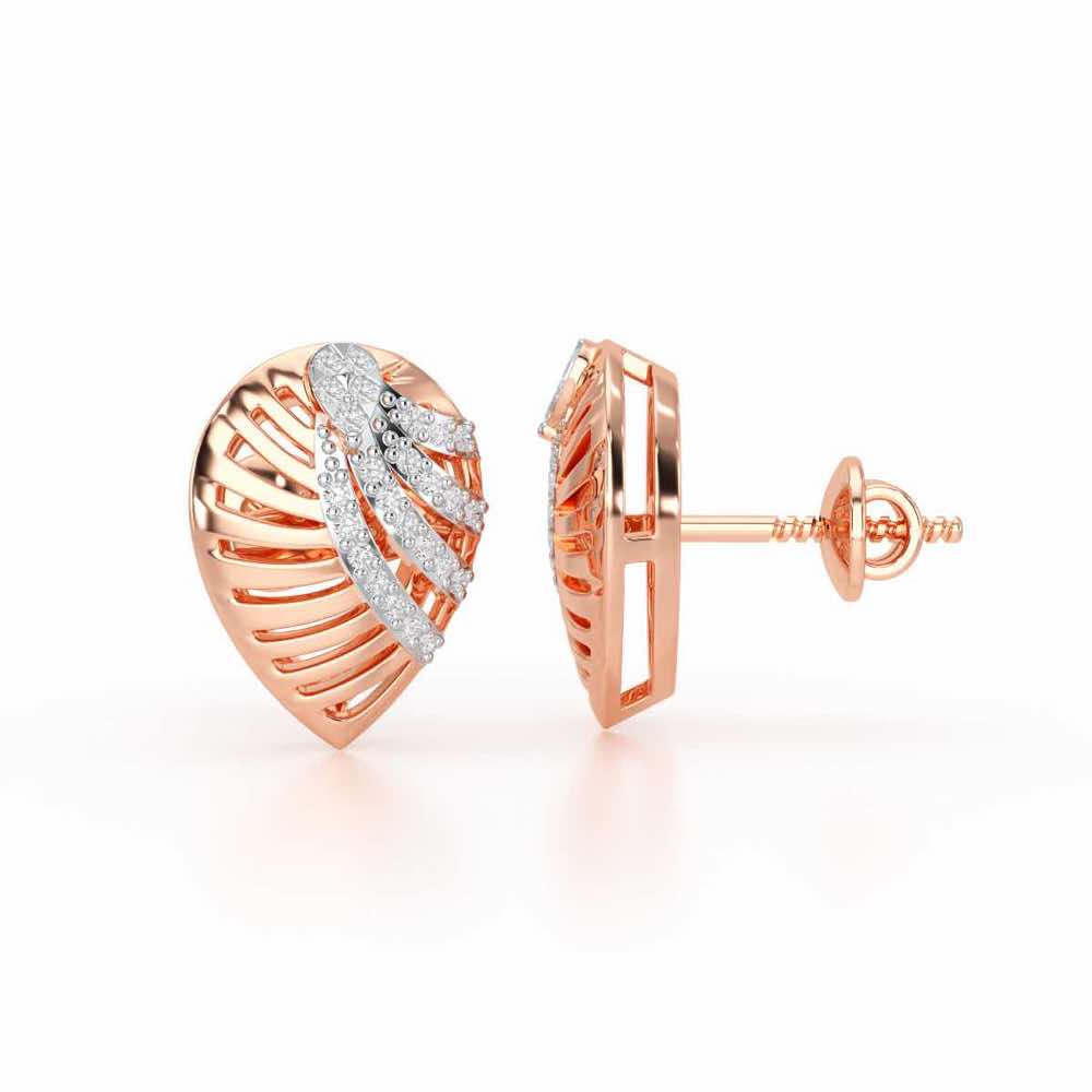 Suave Grace Silver Stud Earrings - Rose Gold - Image 4