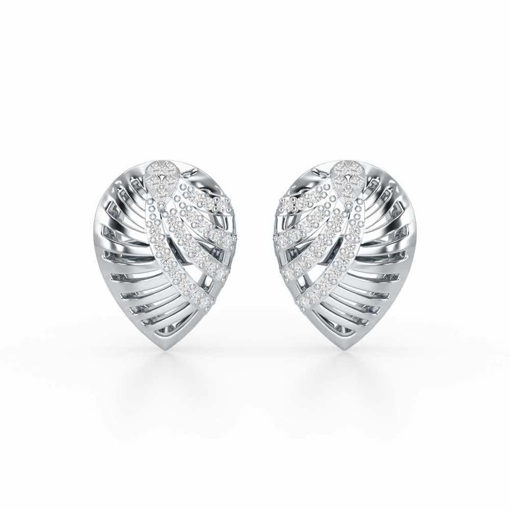 Suave Grace Silver Stud Earrings - White Gold - Image 1