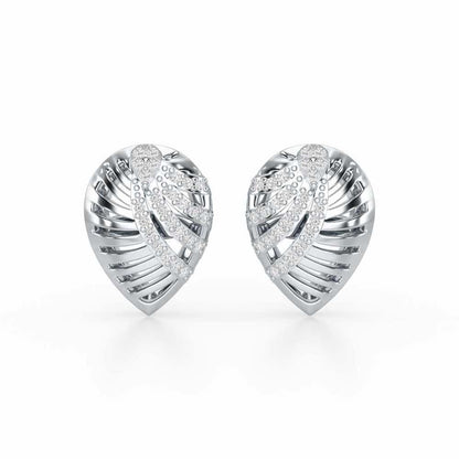 Suave Grace Silver Stud Earrings - White Gold - Image 1