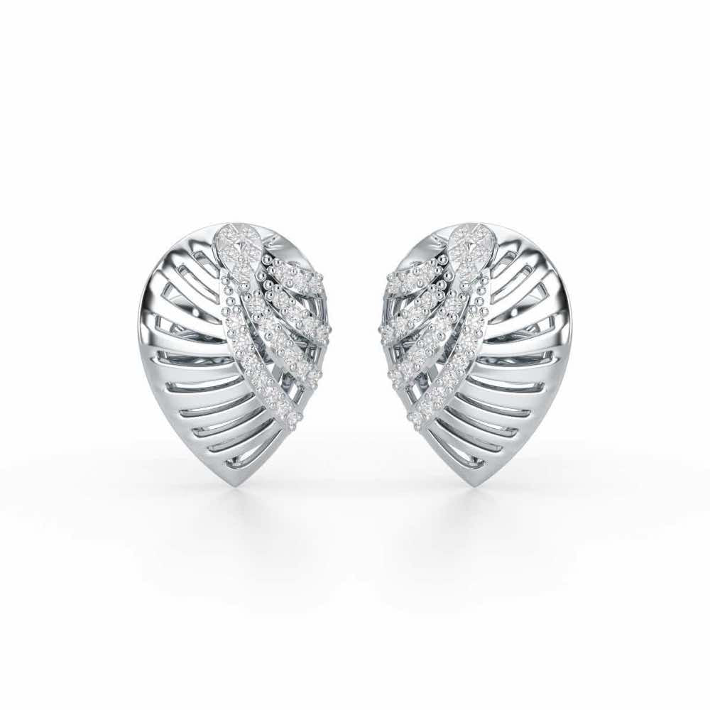 Suave Grace Silver Stud Earrings - White Gold - Image 2