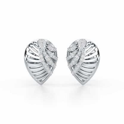 Suave Grace Silver Stud Earrings - White Gold - Image 2