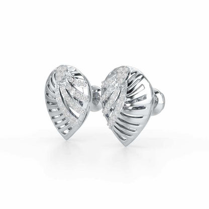 Suave Grace Silver Stud Earrings - White Gold - Image 3