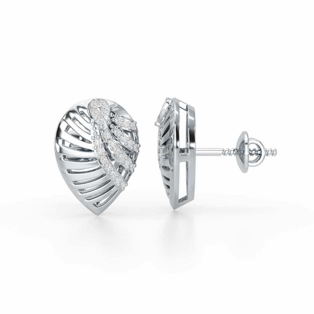 Suave Grace Silver Stud Earrings - White Gold - Image 4