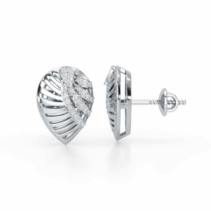 Suave Grace Silver Stud Earrings - White Gold - Image 4