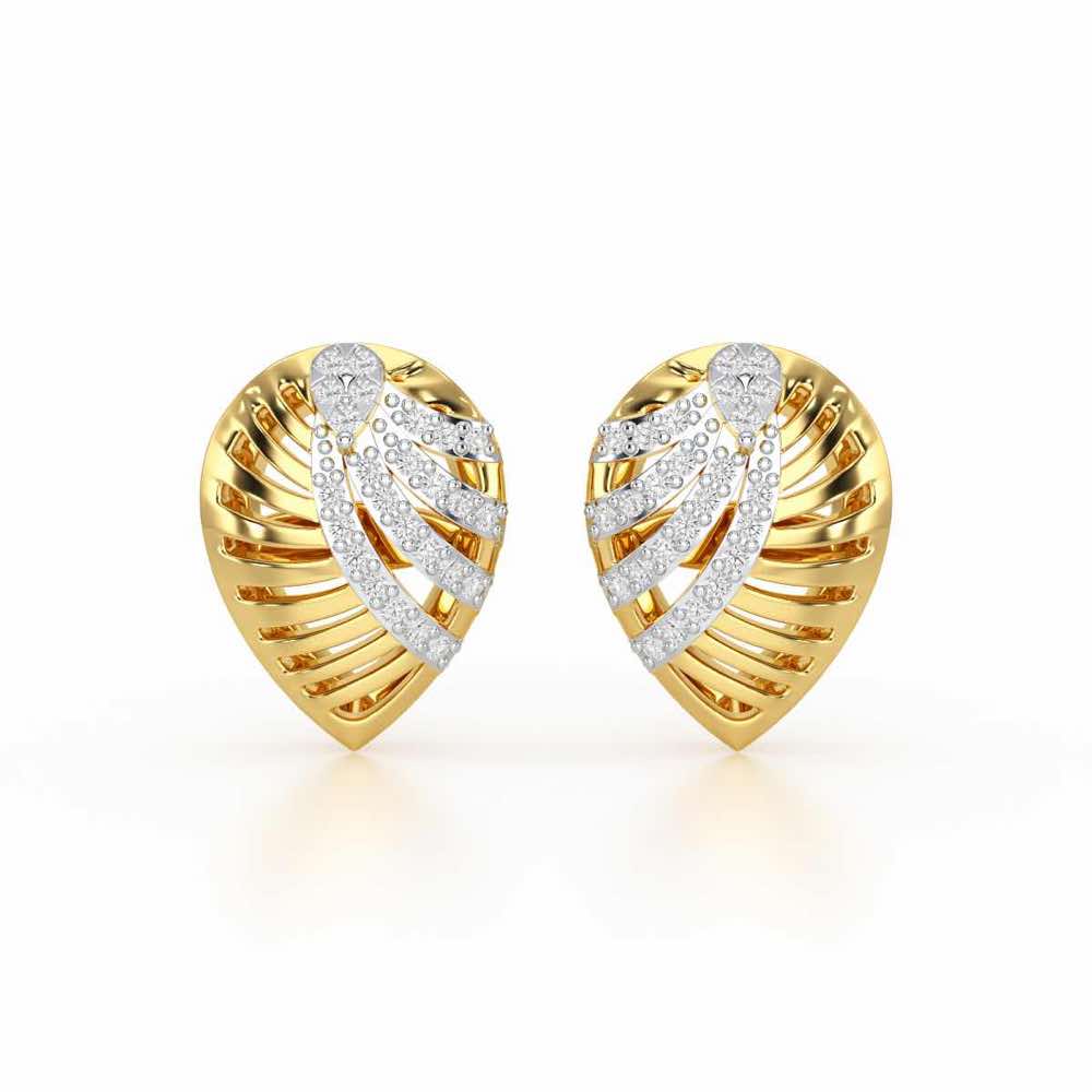 Suave Grace Silver Stud Earrings - Yellow Gold - Image 1