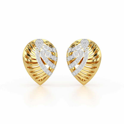 Suave Grace Silver Stud Earrings - Yellow Gold - Image 1