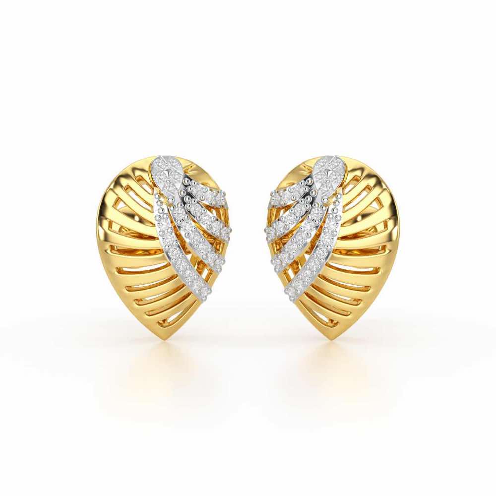 Suave Grace Silver Stud Earrings - Yellow Gold - Image 2