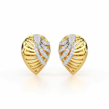 Suave Grace Silver Stud Earrings - Yellow Gold - Image 2