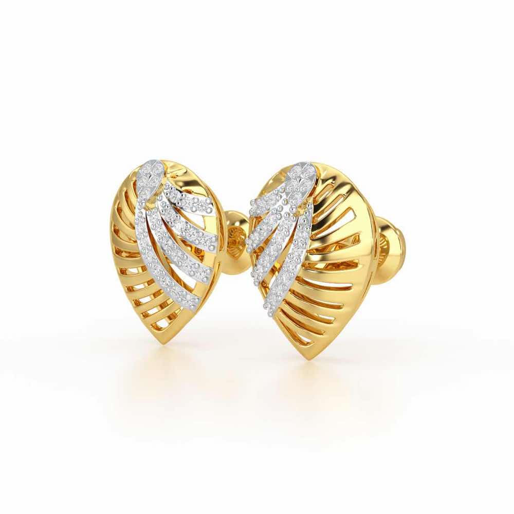 Suave Grace Silver Stud Earrings - Yellow Gold - Image 3