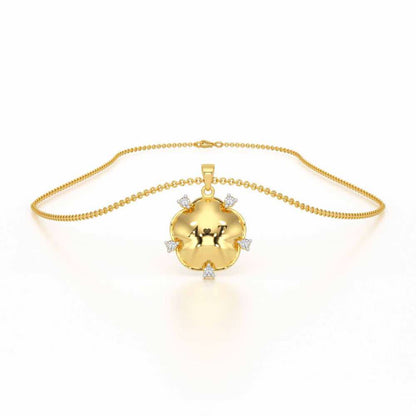 Sublte Bloom Silver Pendant - Yellow Gold - Image 3