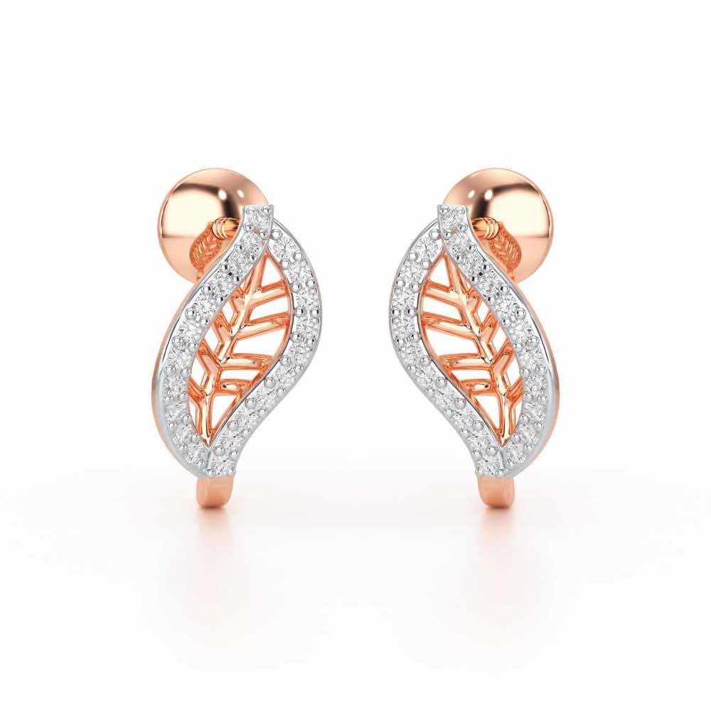 Sublte Charm Silver Stud Earrings - Rose Gold - Image 2