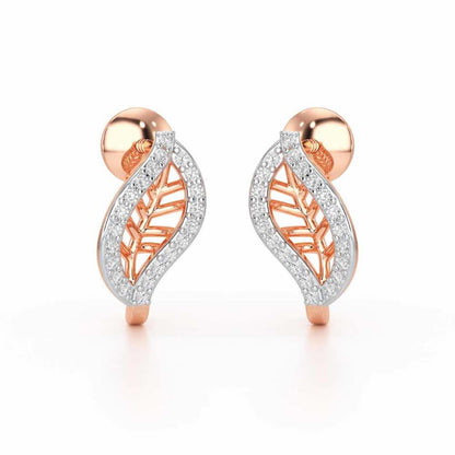 Sublte Charm Silver Stud Earrings - Rose Gold - Image 2