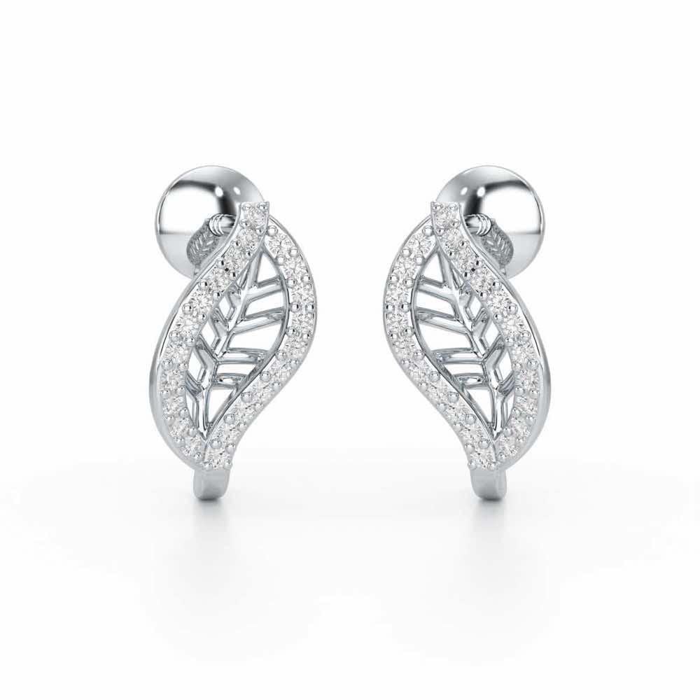 Sublte Charm Silver Stud Earrings - White Gold - Image 2