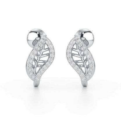 Sublte Charm Silver Stud Earrings - White Gold - Image 2
