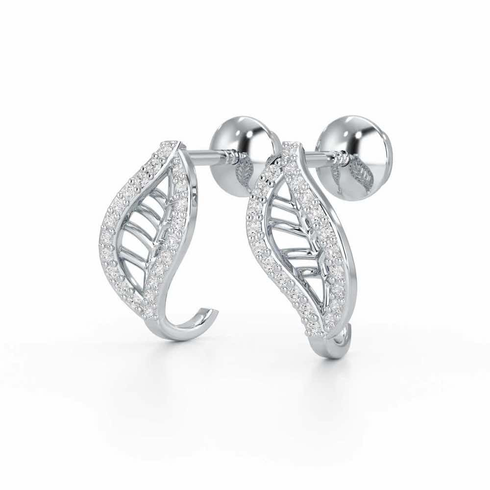Sublte Charm Silver Stud Earrings - White Gold - Image 3