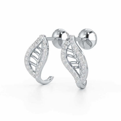 Sublte Charm Silver Stud Earrings - White Gold - Image 3