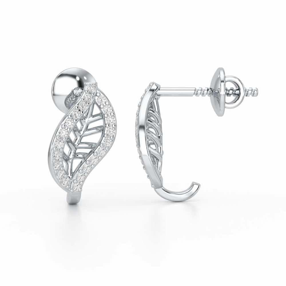 Sublte Charm Silver Stud Earrings - White Gold - Image 4
