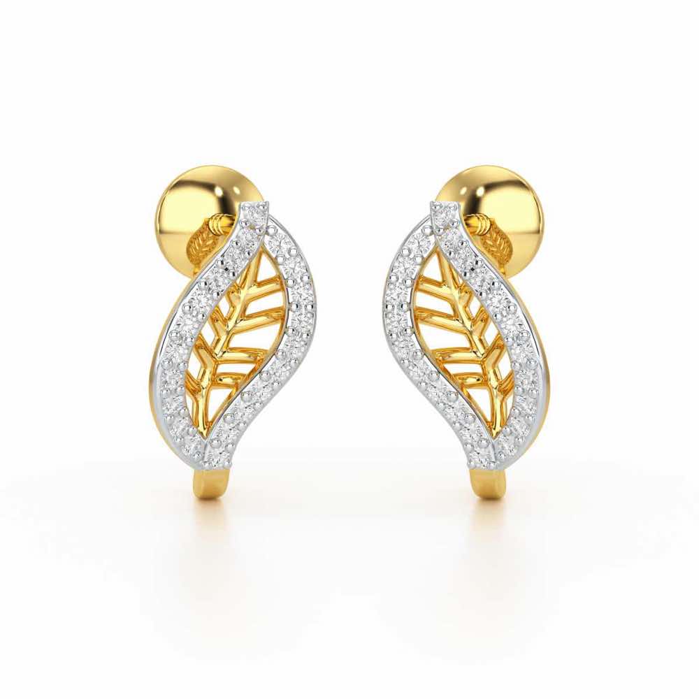 Sublte Charm Silver Stud Earrings - Yellow Gold - Image 2