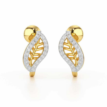Sublte Charm Silver Stud Earrings - Yellow Gold - Image 2